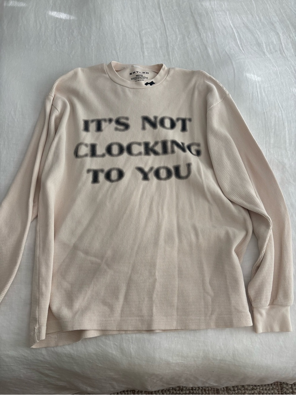 NWOT Justin Bieber Skylrk It’s Not Clocking To You Waffleknit, Medium